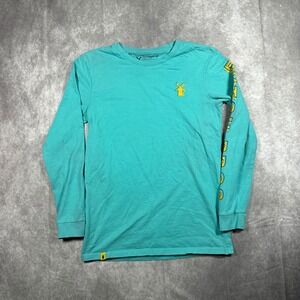 Dutch Bros Coffee Mens Medium Teal Long Sleeve T-Shirt Windmill Logo